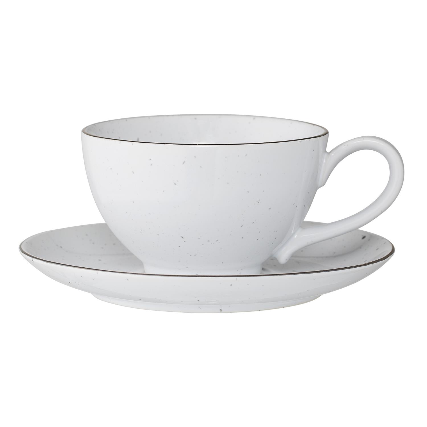 Tazza con Piattino Emily Bianco D.11,5cm H.7cm 350ml Ceramica BLOOMINGVILLE  Wa