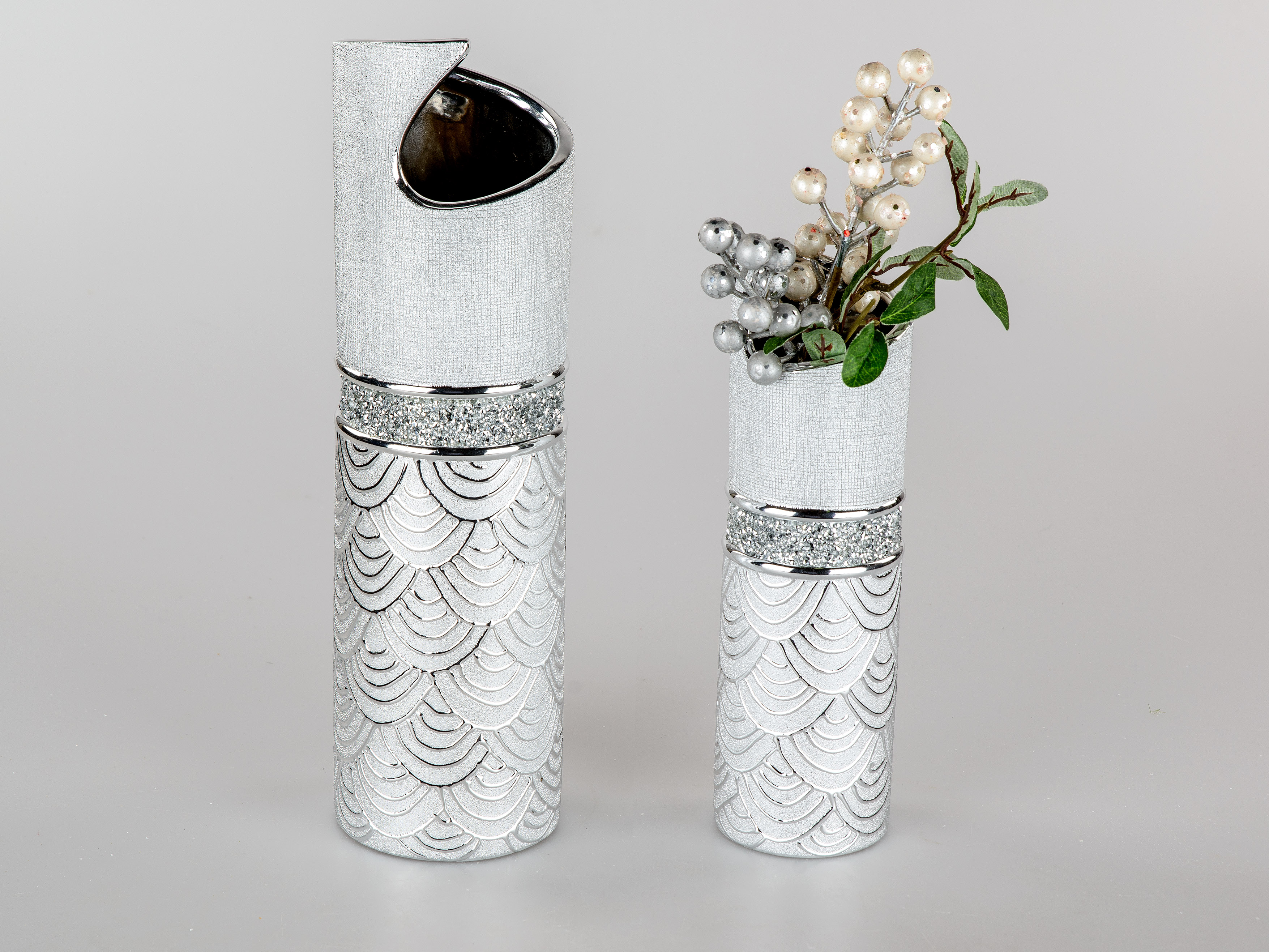 Blumentopfe Vasen Glanzend Keramik Formano Deko Vase Modern Style B 22cm H 25cm Silber Matt Mobel Wohnen Ctvc Cl